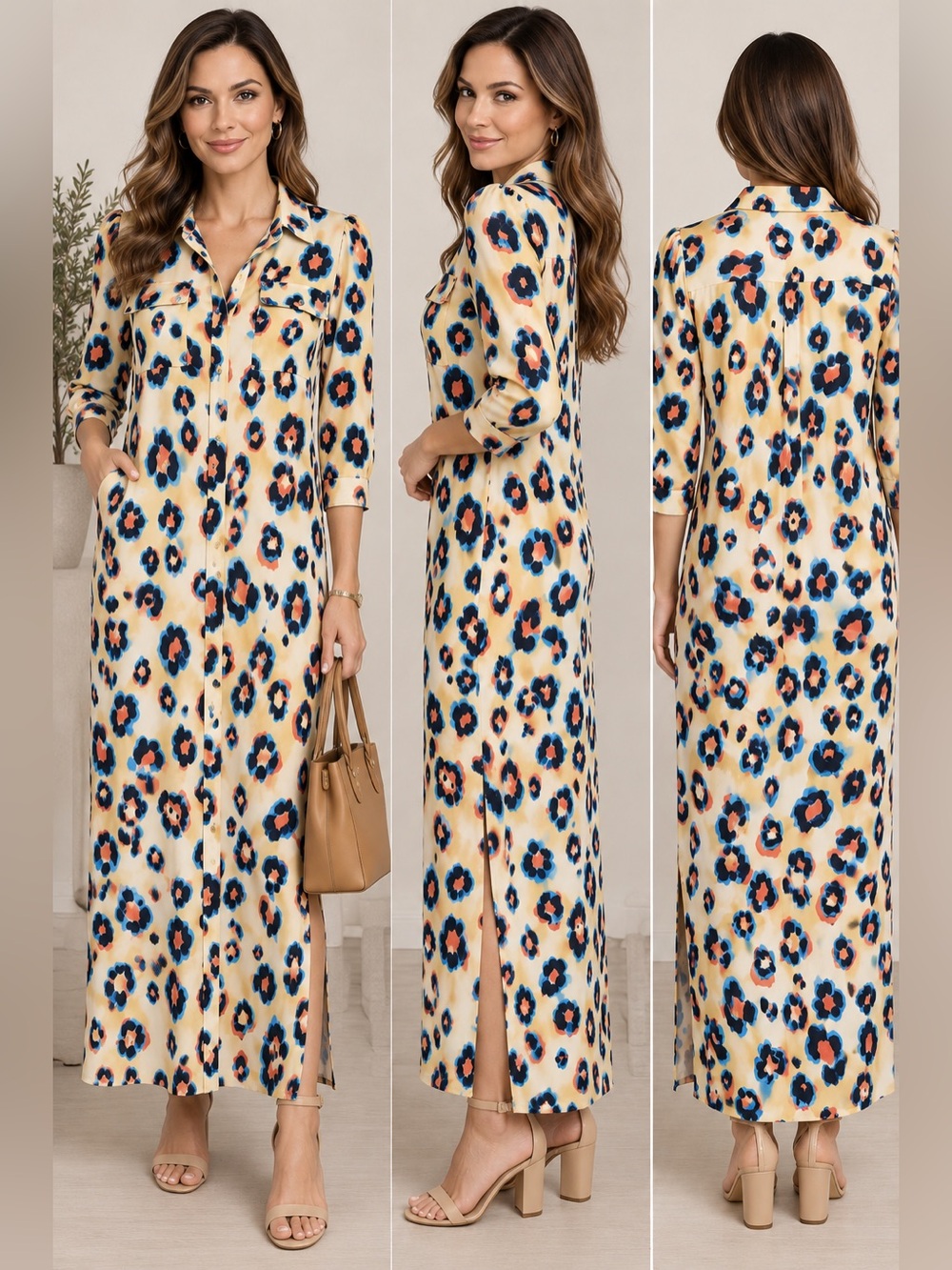 C Wonder Christian Siriano Leopard-Print Maxi Shirt Dress XLP